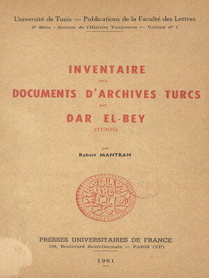 cover image of Inventaire des documents d'archives turcs du Dar El-Bey (Tunis)
